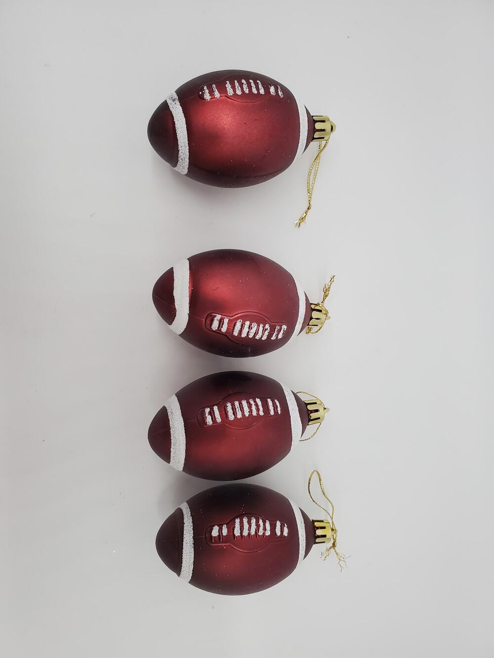 Glass Ornament - Football Set of 4